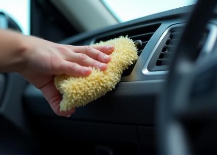Interiørrengøring af bilkabine med fokus på detajler