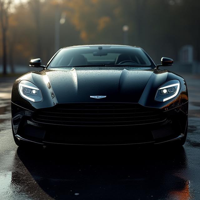 En skinnende ren sort luksusbil efter vask